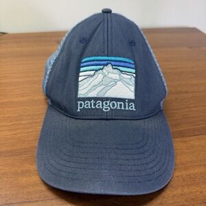Patagonia Line Logo Ridge LoPro Trucker Hat Mens Blue Patch NetPlus Snapback